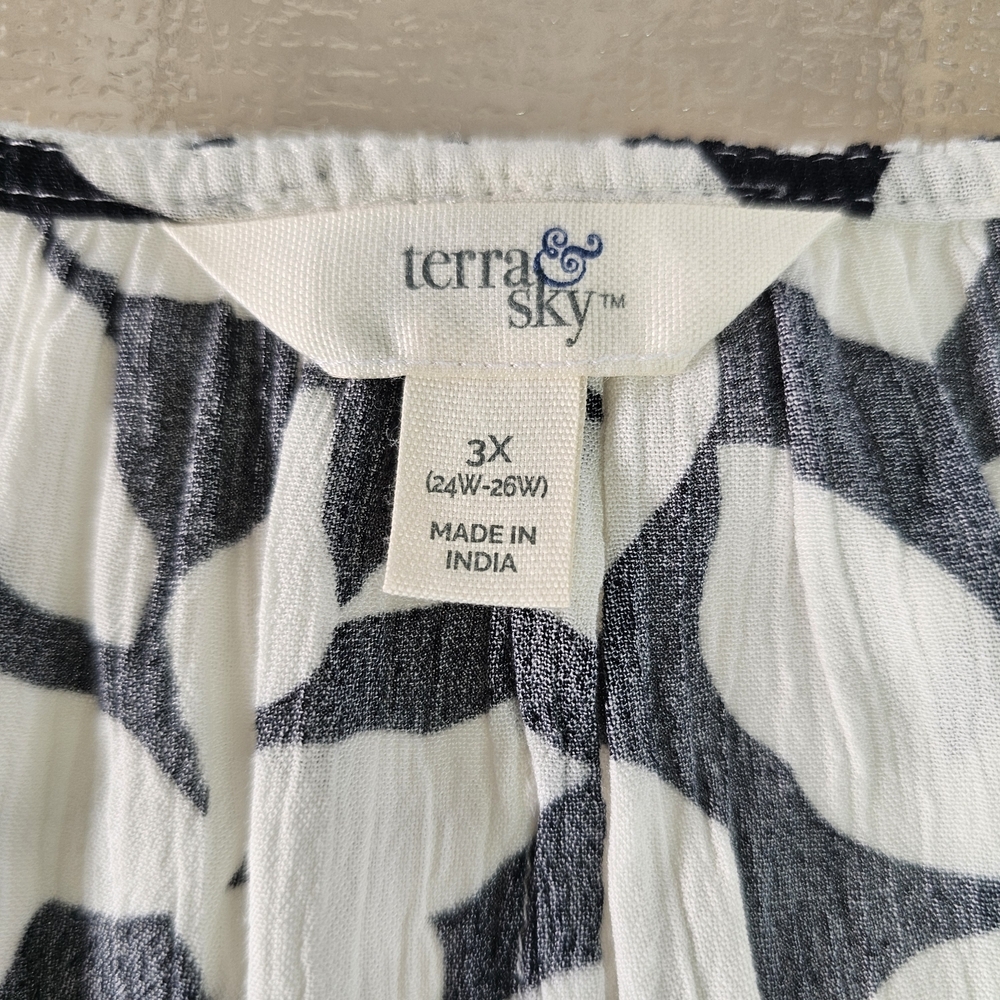 Terra & Sky Woman's Boho Minimalist Abstract Blouse Plus Size 3X Flowy Top - Picture 5 of 14